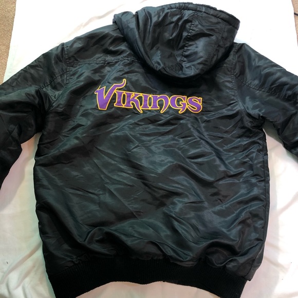 NFL MINNESOTA VIKINGS HOODIE BOMBER JACKET SIZE S - Picture 2 of 8